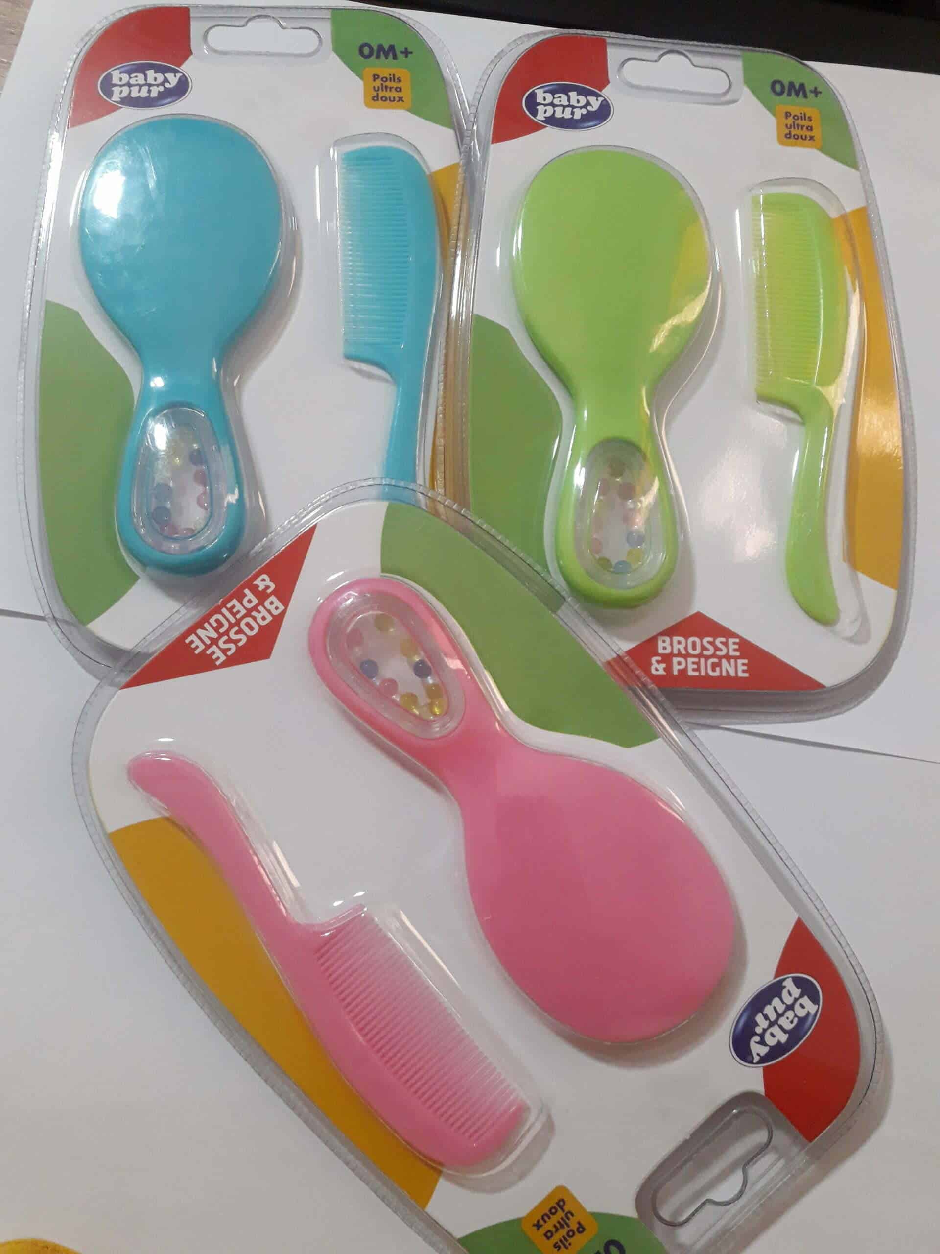 baby pur brosse et peigne HOCHET rose/vert/BLEU – Image 3