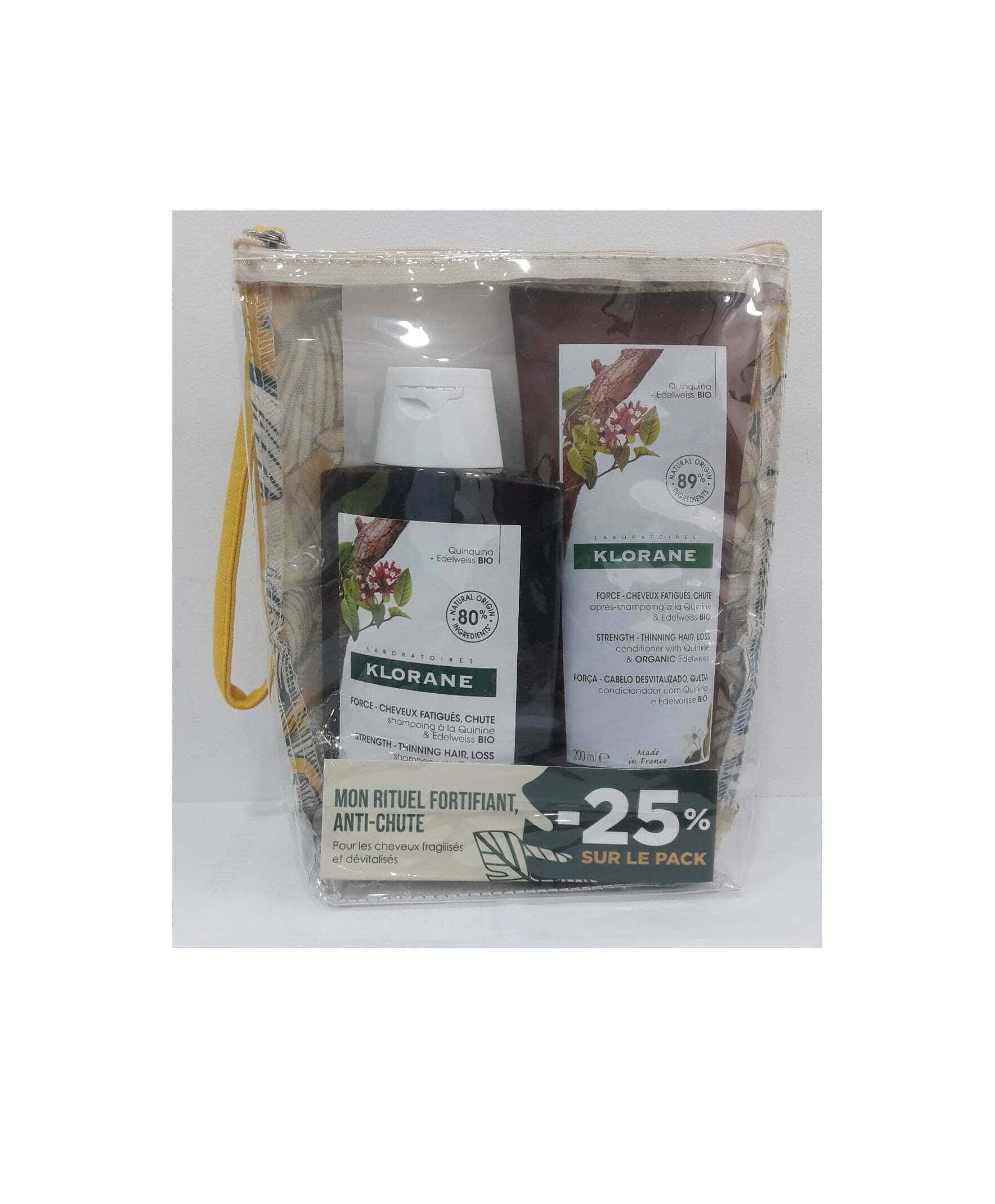 klorane trousse rituel anti chute quinine a 25% shampooing / baume