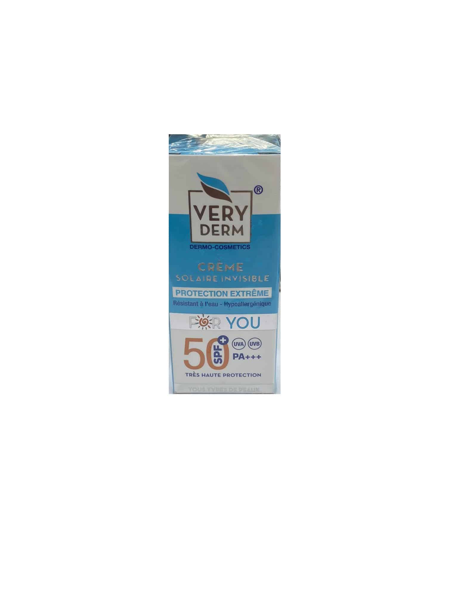 VERY DERM creme solaire Invisible Spf 50+