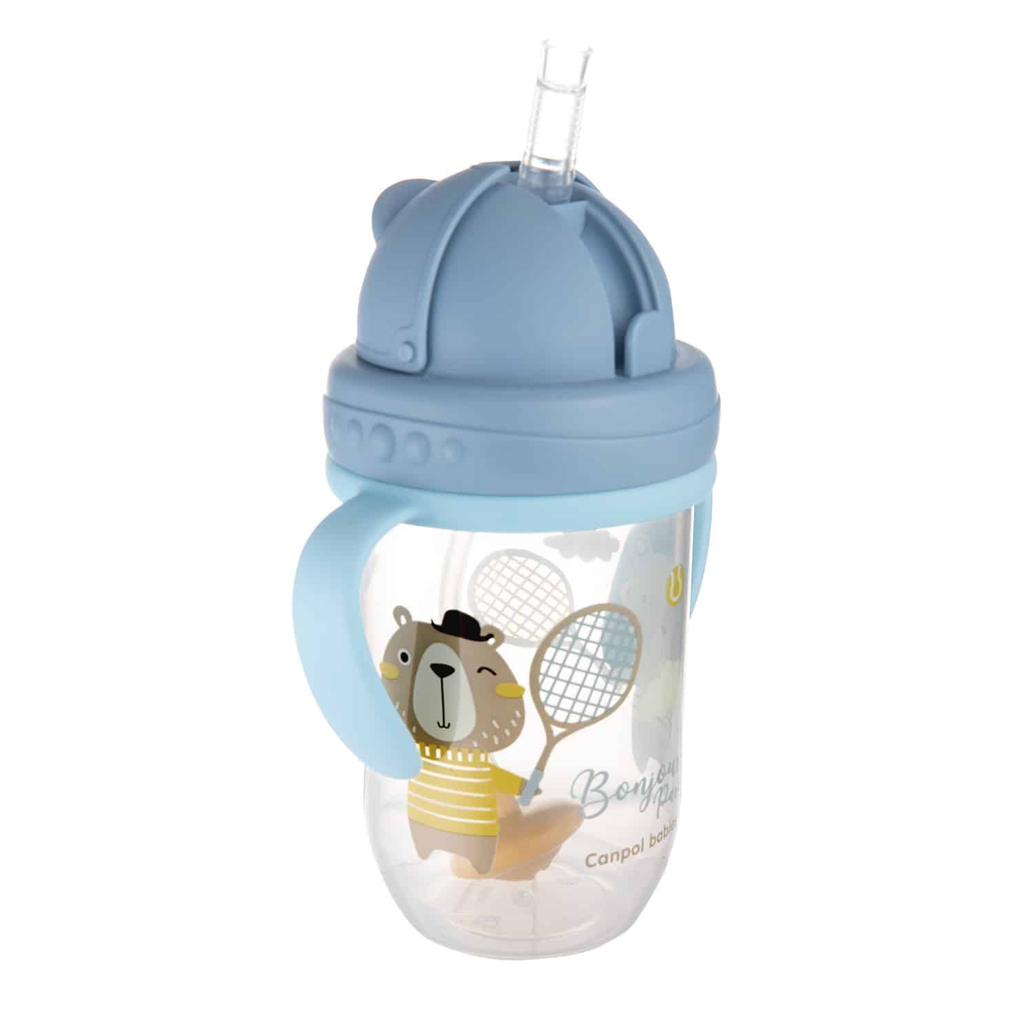 canpol babies tasse anti éclaboussure bleu avec paille 270 ml 56/607 – Image 2