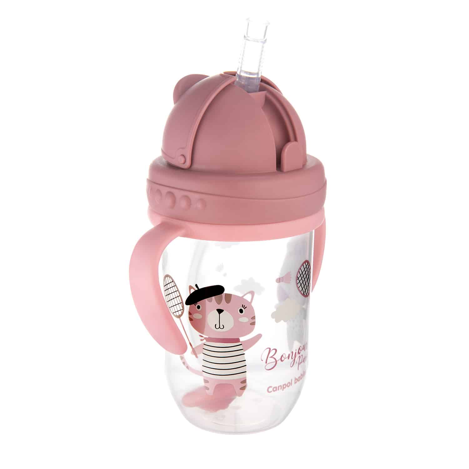 canpol babies tasse anti éclaboussure rose avec paille 270 ml 56/607 – Image 3