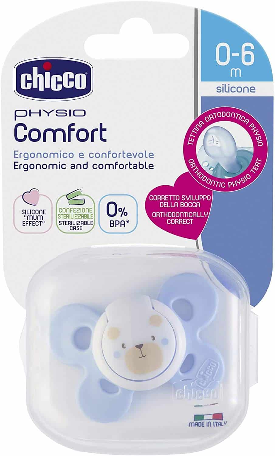 Chicco sucette physio comfort silicone bleu 0-6m+ – Image 3