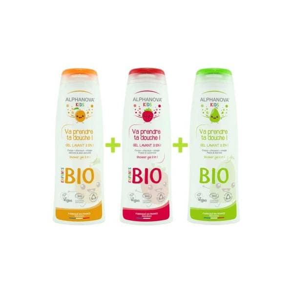 ALPHANOVA kids gel lavant 3en1 bio lot de 2 + le 3eme offert