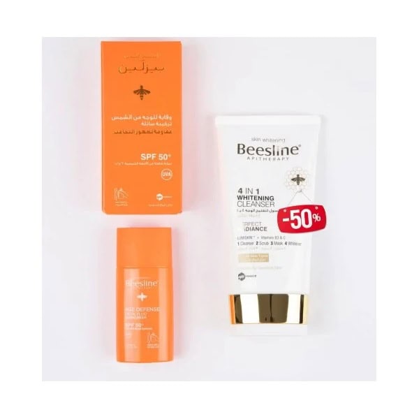 Beesline coffret ecran invisible  anti-age spf50+ + Beesline 4en1 gel eclaircissant tt types de px 150ml