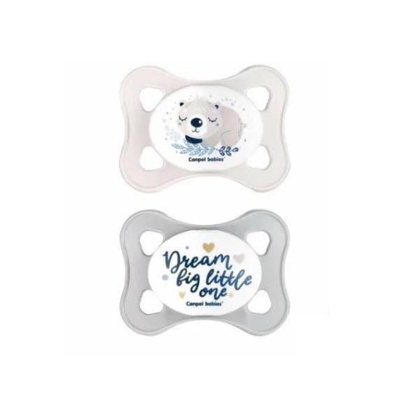 CANPOL babies 2 sucette symetrique silicone 0-2m mini gris