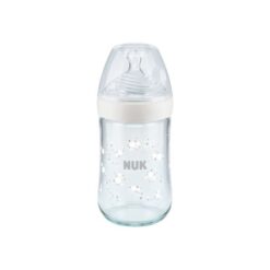NUK biberon en verre nature sens temperature blan 240ml