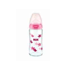 NUK first choice biberon en verre 0-6M rose 240 ml