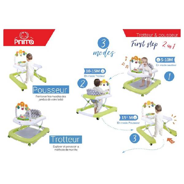 Prima Baby Trotteur Pousseur 2en1 FIRST STEP Rouge de 6mois à 18mois – Image 4