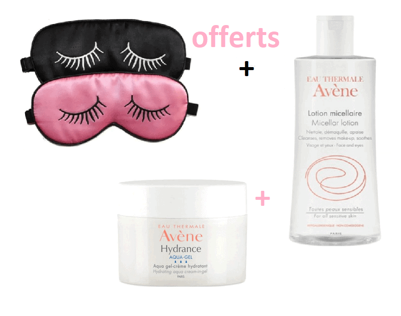 avene coffret aqua-gel 50 ml  + un masque de nuit  + lotion micellaire  100 ml