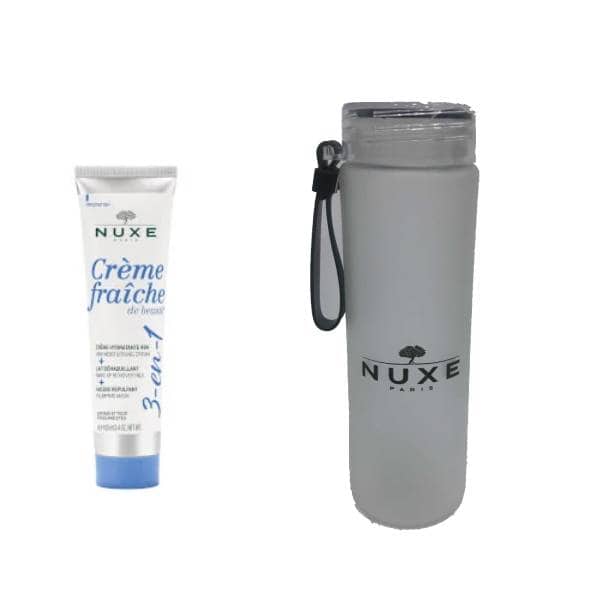 nuxe creme fraiche 3en1 100ml + Gourde en verre – Image 2