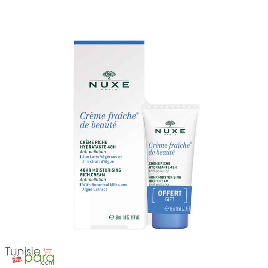 Nuxe Crème Fraiche de Beauté Crème Riche Hydratante (P.S) 48H 30 ml + 3en1 15 ml Offert – Image 2