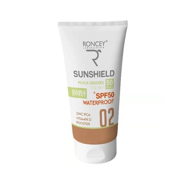 Roncey Ecran Sunshield Waterproof Peau Grasse SPF50+ Teinte 02 50ml