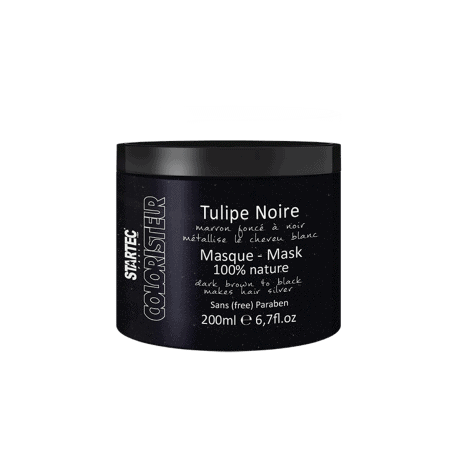Startec Paris Masque Tulipe Noire s’utilise sur les cheveux châtains, châtain foncé ou noirs.