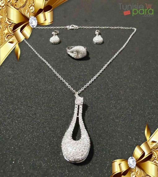 Tunisiepara collier+bague+boucle d'oreilles hypoallergénique plaqué OR
