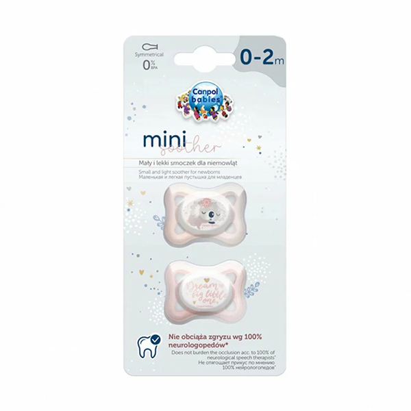 Canpol 2 Sucettes Symetriques Silicone 0-2mois Mini Rose 23/910 – Image 2